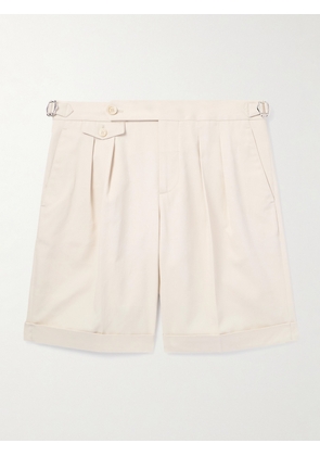 Brunello Cucinelli - Straight-Leg Pleated Cotton-Twill Shorts - Men - Neutrals - IT 44