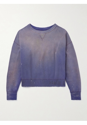 Maison Margiela - Cropped Paint-Splattered Cotton-Jersey Sweatshirt - Men - Blue - XS