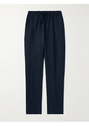 Kingsman - Straight-Leg Linen Drawstring Trousers - Men - Blue - IT 46