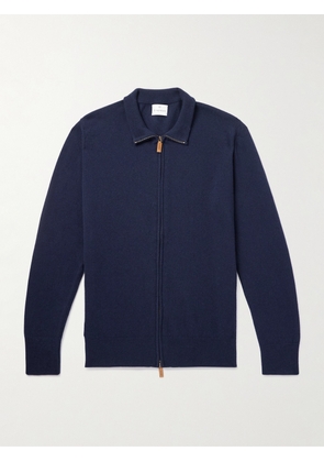Kingsman - William Lockie Slim-Fit Merino Wool and Cashmere-Blend Zip-Up Cardigan - Men - Blue - S