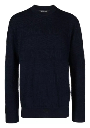 Versace logo jacquard woollen jumper - Blue