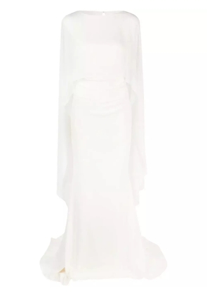 Talbot Runhof mermaid cape gown - White