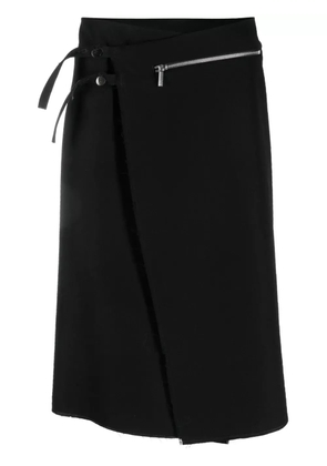 SAPIO N45 zip-up asymmetric wool skirt - Black