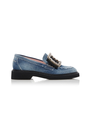 Roger Vivier Viv Rangers Buckle Denim Loafers - Moda Operandi