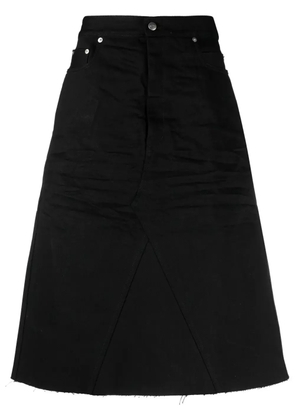 Rick Owens distressed-finish knee-length denim skirt - Black