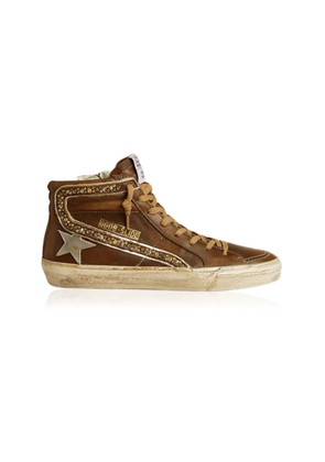 Golden Goose Slide Embellished Leather Sneakers - Moda Operandi