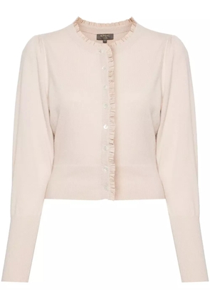N.Peal ruffled-trim cashmere cardigan - Pink