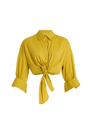 STAUD Lisa Cropped Cotton Tie-Front Shirt - Moda Operandi