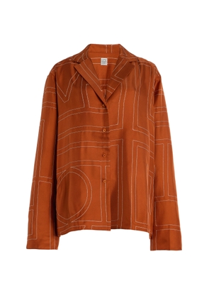 Toteme Monogram Silk Top - Moda Operandi