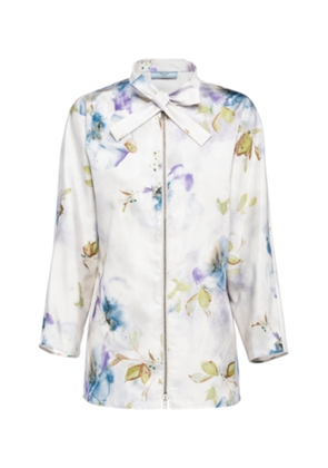 Prada Printed Radzmire Tie-Neck Top - Moda Operandi