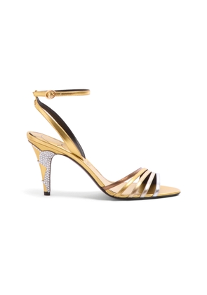 Valentino Garavani Ladycrush Crystal Metallic-Leather Sandals - Moda Operandi