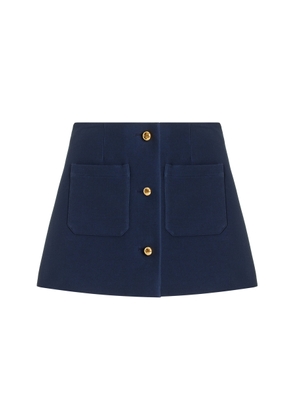 Prada - Buttoned Wool-Silk Twill Mini Skirt - Blue - IT 42 - Moda Operandi