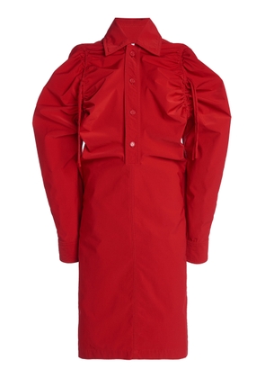 Bottega Veneta - Drawstring-Detailed Tech-Wool Midi Shirt Dress - Red - IT 36 - Moda Operandi