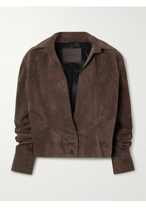 16ARLINGTON - Erco Cropped Suede Jacket - Brown - UK 6,UK 8,UK 10,UK 12,UK 14