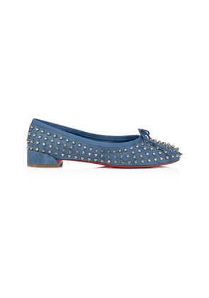 Christian Louboutin Sweetie Jane Studded Denim Flats - Moda Operandi
