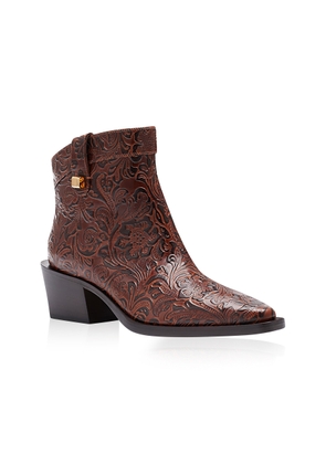 SKORPIOS Alexandra Borgia Charro Embossed Leather Ankle Boots - Moda Operandi