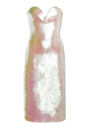Bottega Veneta - Sequin Bustier Midi Dress - Metallic - XS - Moda Operandi