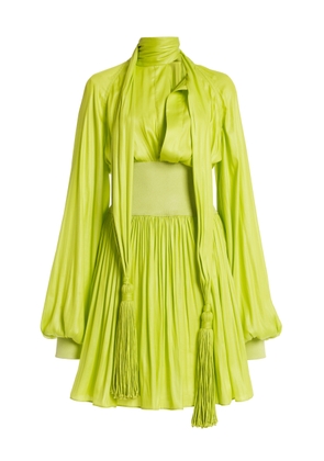 Bottega Veneta - Tassel-Detailed Chintzed Mini Dress - Green - IT 36 - Moda Operandi