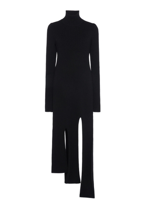 Bottega Veneta - Turtleneck Ribbed Knit Mini Dress - Black - M - Moda Operandi