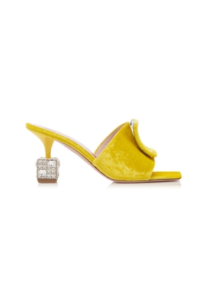 Roger Vivier Embellished-Cube Heel Velvet Mules - Moda Operandi