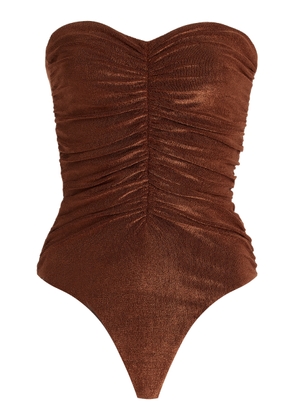 JADE SWIM Yara Ruched Metallic Swimsuit - Moda Operandi