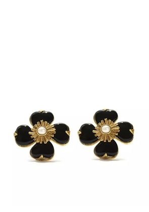 Goossens flower-motif clip-on earrings - Black