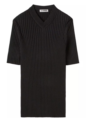 Jil Sander ribbed-knit V-neck T-shirt - Black