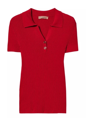 TWINSET fine ribbed polo top - Red