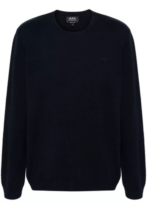 A.P.C. embroidered-logo virgin wool jumper - Blue