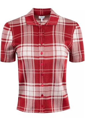 LOEWE plaid-check jacquard polo top - Red