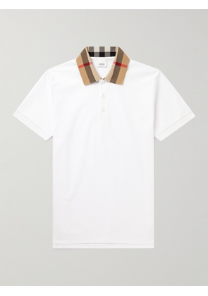 Burberry - Slim-Fit Checked Cotton-Piqué Polo Shirt - Men - White - S