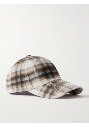 Acne Studios - Distressed Logo-Appliquéd Checked Cotton-Twill Baseball Cap - Men - White