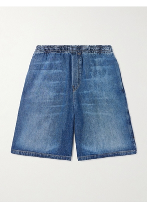 Versace - Straight-Leg Horsebit-Embellished Denim Shorts - Men - Blue - IT 46