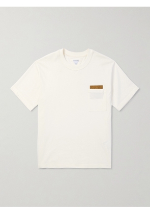 Bottega Veneta - Intrecciato Suede-Trimmed Cotton-Jersey T-Shirt - Men - Neutrals - M
