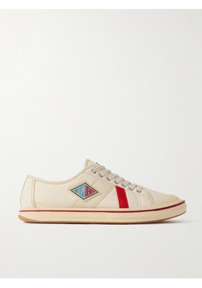 Bottega Veneta - Eliot Logo-Appliquéd Leather-Trimmed Canvas Sneakers - Men - Neutrals - EU 41