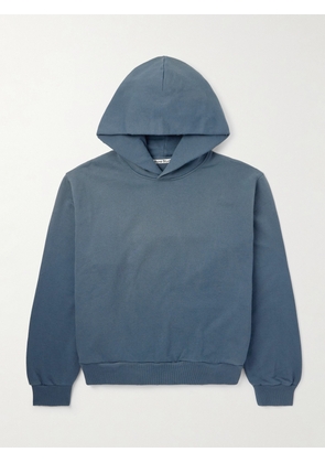 Acne Studios - Franziska Garment-Dyed Distressed Logo-Print Cotton-Blend Jersey Hoodie - Men - Blue - XS