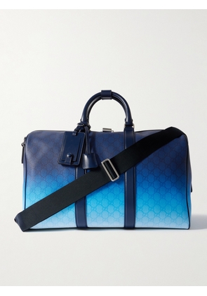 Gucci - GG Shade Dégradé Leather-Trimmed Monogrammed Coated-Canvas Duffle Bag - Men - Blue