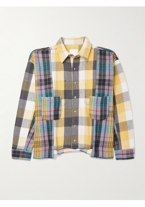 READYMADE - Patchwork Checked Cotton-Flannel Shirt - Men - Yellow - 0