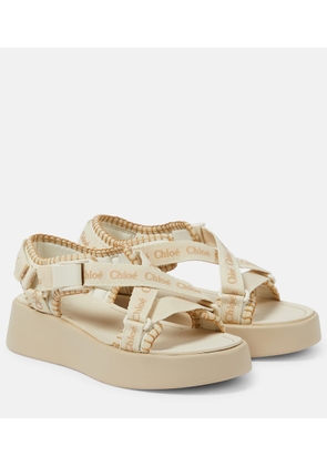 Chloe Mila logo platform sandals
