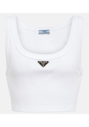 Prada Logo cotton jersey crop top