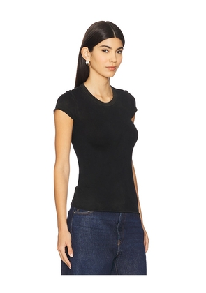 COTTON CITIZEN Marbella Cap Sleeve Tee in Black. Size L. Also in M, S.