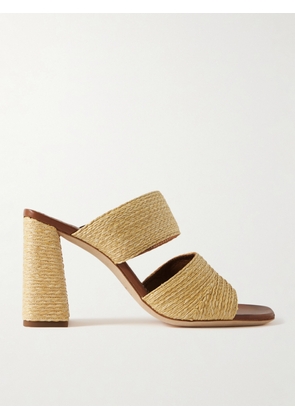STAUD - Skylar Leather-trimmed Raffia Sandals - Neutrals - IT36,IT36.5,IT37,IT37.5,IT38,IT38.5,IT39,IT39.5,IT40,IT40.5,IT41,IT42