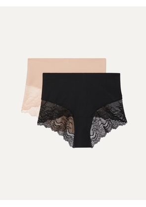 Spanx - Undie-tectable Set Of Two Stretch-jersey And Lace Briefs - Black - x small,small,medium,large,x large