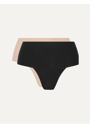 Spanx - Undie-tectable Set Of Two Stretch-jersey Thongs - Black - x small,small,medium,large,x large