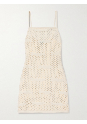 STAUD - Rio Crocheted Cotton Mini Dress - Ecru - x small,small,medium,large,x large
