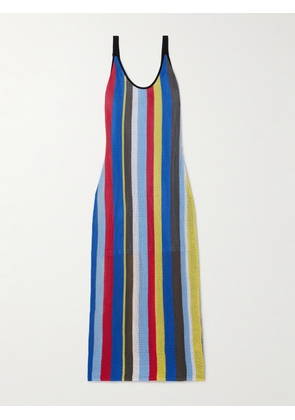 STAUD - Jessica Striped Crocheted Cotton Midi Dress - Multi - x small,small,medium,large,x large