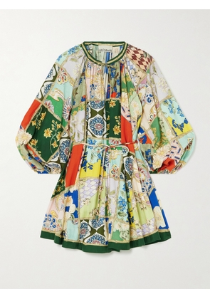 ALÉMAIS - Bianca Belted Gathered Printed Cotton And Silk-blend Voile Mini Dress - Multi - US0,US2,US4,US6,US8,US10,US12