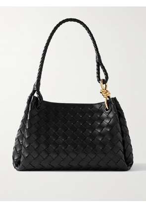 Bottega Veneta - Parachute Medium Intrecciato Leather Shoulder Bag - Black - One size