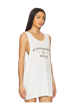 The Laundry Room Champagne Gang Tank Top in White. Size L. Also in S, XL, XS.