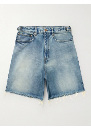 Balenciaga - Skater Wide-Leg Distressed Denim Shorts - Men - Blue - XS